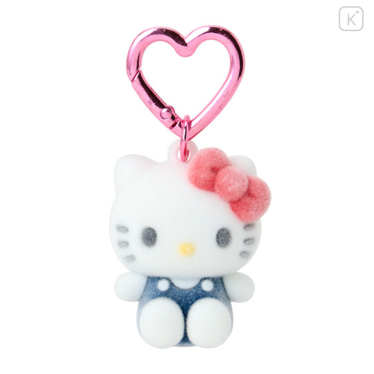 Japan Sanrio Original Mini Flocked Mascot Holder Bag Charm - Hello Kitty : Mini Sanrio Celebrating Shop 55th Anniversary - 1