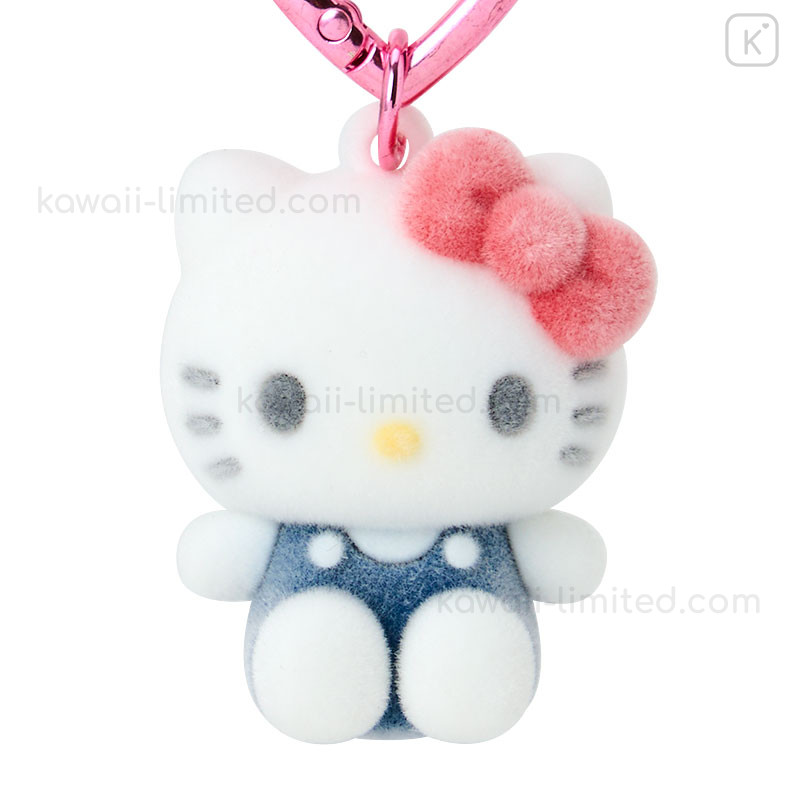 Japan Sanrio Original Mini Flocked Mascot Holder Bag Charm - Hello