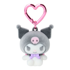 Japan Sanrio Original Mini Flocked Mascot Holder Bag Charm - Kuromi : Mini Sanrio Celebrating Shop 55th Anniversary