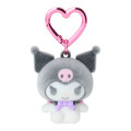 Japan Sanrio Original Mini Flocked Mascot Holder Bag Charm - Kuromi : Mini Sanrio Celebrating Shop 55th Anniversary - 1