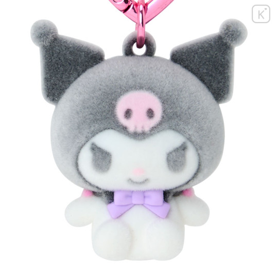 Japan Sanrio Original Mini Flocked Mascot Holder Bag Charm - Kuromi : Mini Sanrio Celebrating Shop 55th Anniversary - 2