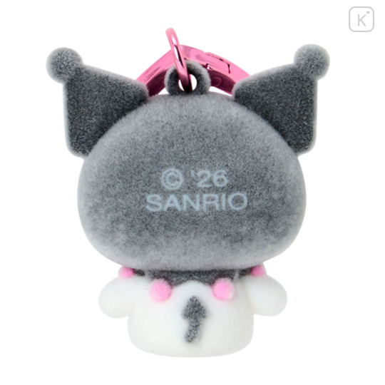 Japan Sanrio Original Mini Flocked Mascot Holder Bag Charm - Kuromi : Mini Sanrio Celebrating Shop 55th Anniversary - 3