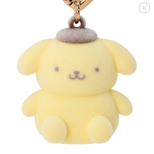 Japan Sanrio Original Mini Flocked Mascot Holder Bag Charm - Pompompurin : Mini Sanrio Celebrating Shop 55th Anniversary - 2