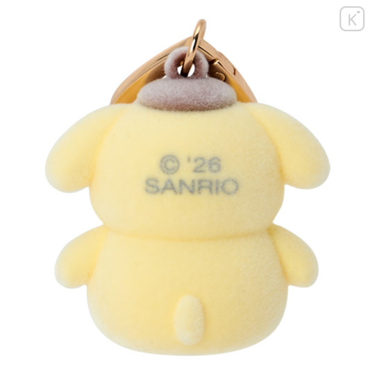 Japan Sanrio Original Mini Flocked Mascot Holder Bag Charm - Pompompurin : Mini Sanrio Celebrating Shop 55th Anniversary - 3