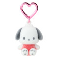 Japan Sanrio Original Mini Flocked Mascot Holder Bag Charm - Pochacco : Mini Sanrio Celebrating Shop 55th Anniversary - 1