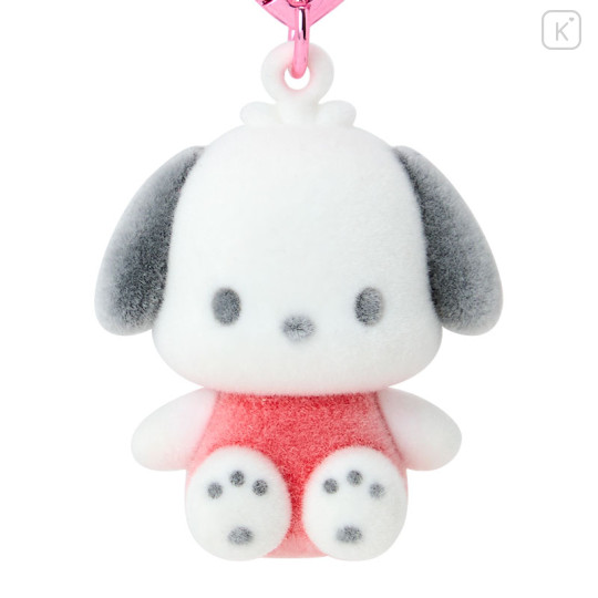 Japan Sanrio Original Mini Flocked Mascot Holder Bag Charm - Pochacco : Mini Sanrio Celebrating Shop 55th Anniversary - 2