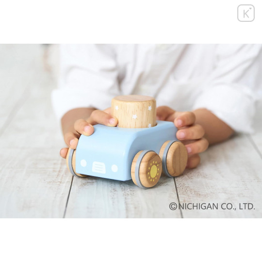 Japan Miffy Wooden Sky Blue Handcar with Sound Blocks Toy - 2