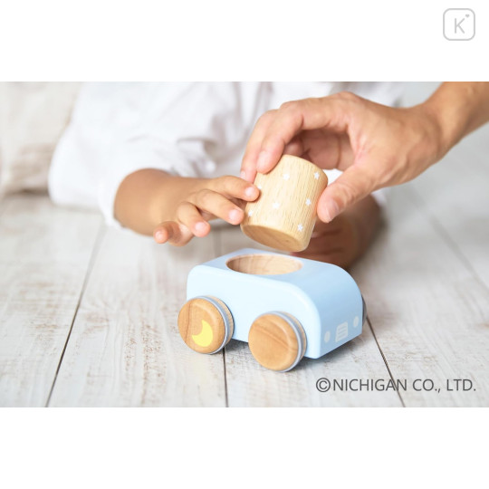 Japan Miffy Wooden Sky Blue Handcar with Sound Blocks Toy - 3