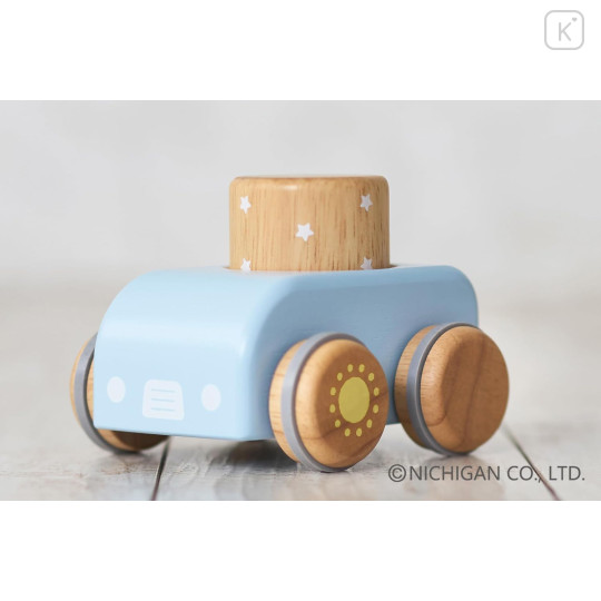 Japan Miffy Wooden Sky Blue Handcar with Sound Blocks Toy - 4