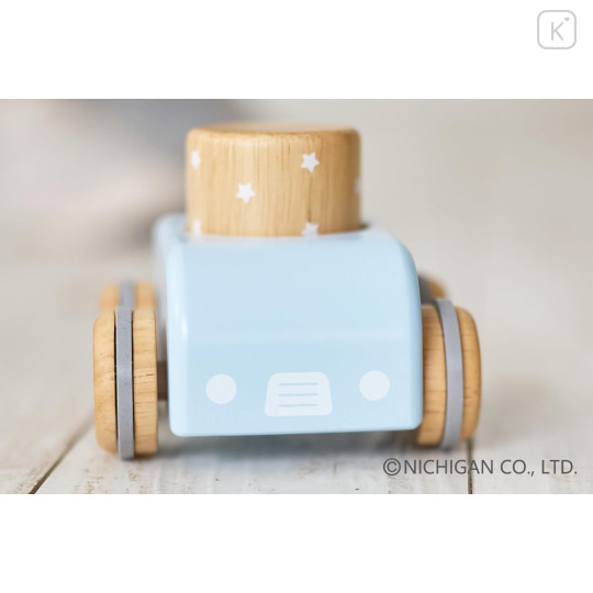 Japan Miffy Wooden Sky Blue Handcar with Sound Blocks Toy - 5