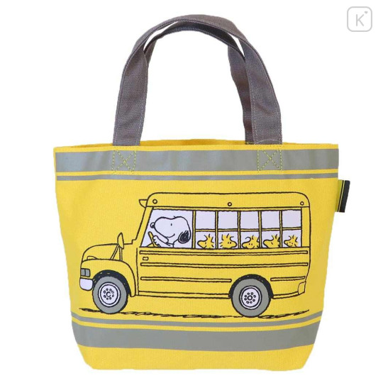 Japan Peanuts Mini Tote Bag - Snoopy & Woodstock : Yellow School Bus - 1