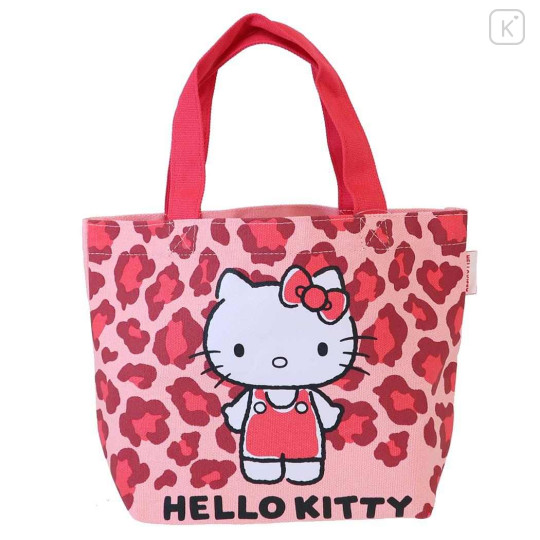 Japan Sanrio Mini Tote Bag - Hello Kitty : Leopard Pink - 1