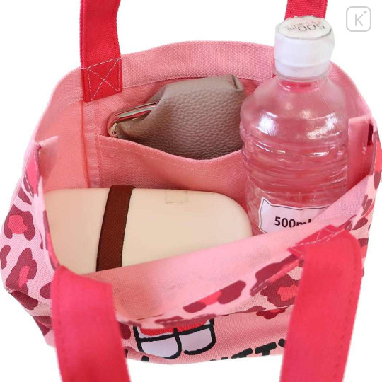 Japan Sanrio Mini Tote Bag - Hello Kitty : Leopard Pink - 3