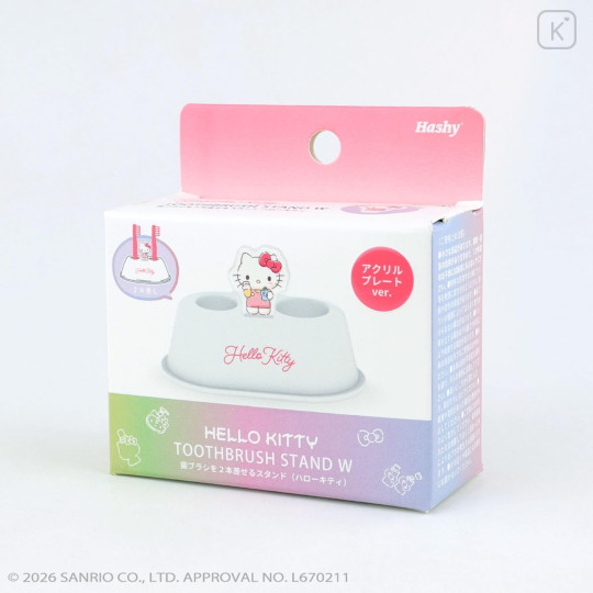 Japan Sanrio Toothbrush Stand with Acrylic Plate - Hello Kitty - 2