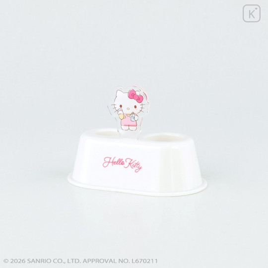 Japan Sanrio Toothbrush Stand with Acrylic Plate - Hello Kitty - 4