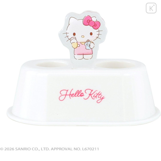 Japan Sanrio Toothbrush Stand with Acrylic Plate - Hello Kitty - 5