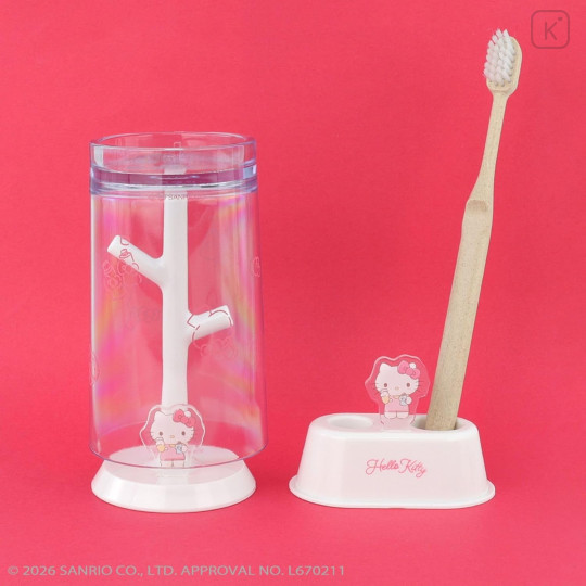 Japan Sanrio Toothbrush Stand with Acrylic Plate - Hello Kitty - 7
