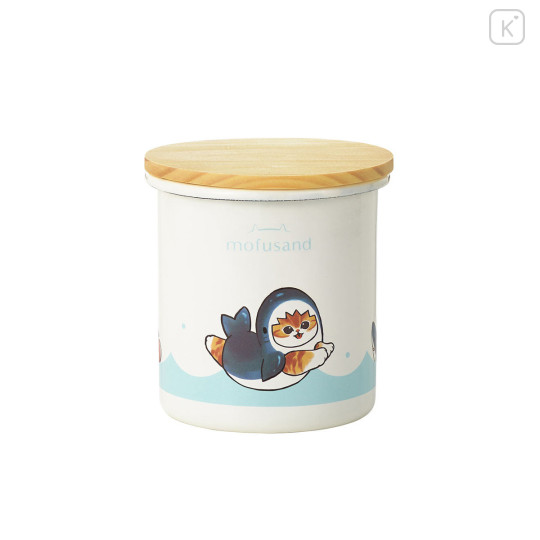 Japan Mofusand Enamel Canister - Shark Cat - 4