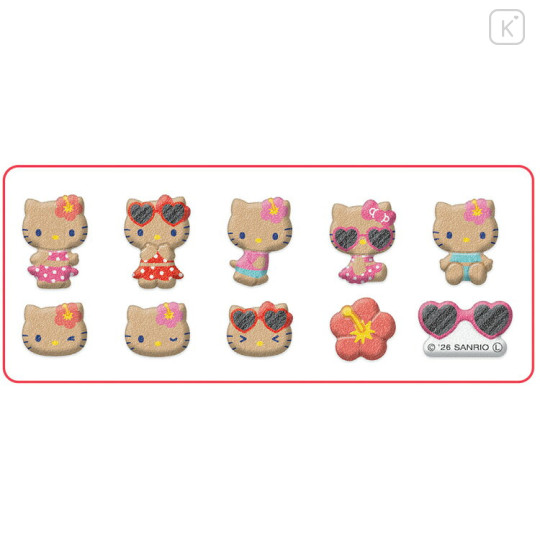 Japan Sanrio Roll Fluffy Sticker Flakes - Hello Kitty : Sunburned - 2