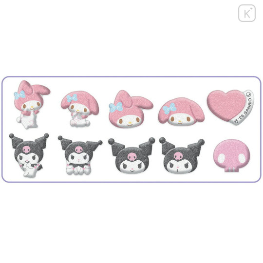 Japan Sanrio Roll Fluffy Sticker Flakes - Kuromi & My Melody - 2