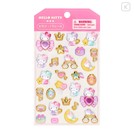 Japan Sanrio Original Gold Foil Puffy Sticker - Hello Kitty - 1