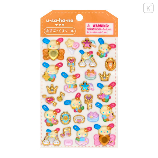 Japan Sanrio Original Gold Foil Puffy Sticker - Usahana - 1