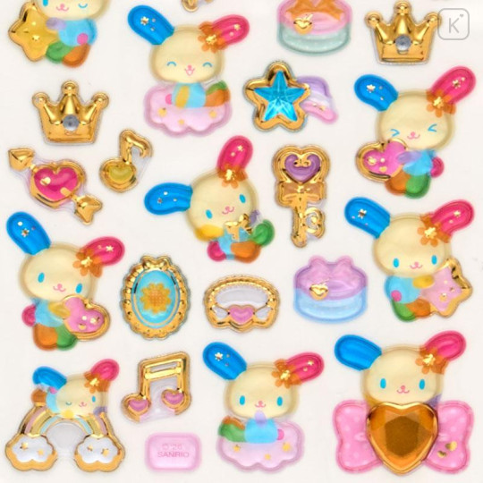 Japan Sanrio Original Gold Foil Puffy Sticker - Usahana - 4