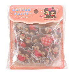 Japan Monchhichi Cotton Puffy Sticker Flakes - Monchhichi-chan & Monchhichi-kun