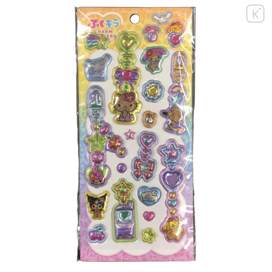 Japan Sanrio Puffy Glitter Charm Sticker - Leopard - 1