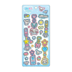 Japan Sanrio Puffy Glitter Charm Sticker - Cinnamoroll