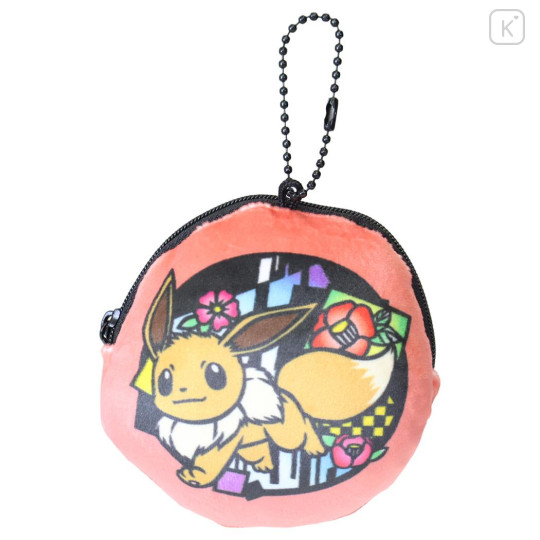 Japan Pokemon Mini Round Accessory Pouch - Eevee : Japanese Style Red - 1