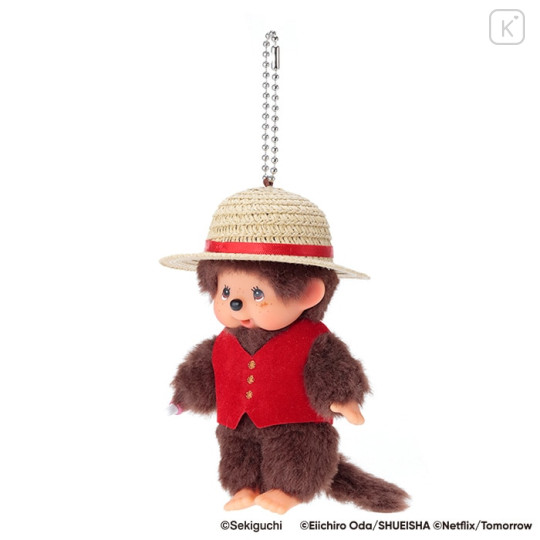 Japan Monchhichi × One Piece Plush Keychain - Monchhichi-kun & Luffy - 2