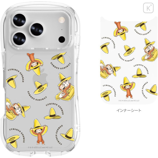 Japan Curious George Crystal Clear iPhone 17 Pro Case - Hat - 2