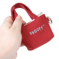 Japan Peanuts Mini Accessory Pouch with Carabiner - Snoopy : Embroidery Tote Bag Style Wine Red - 2