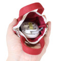Japan Peanuts Mini Accessory Pouch with Carabiner - Snoopy : Embroidery Tote Bag Style Wine Red - 3