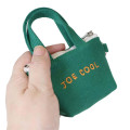 Japan Peanuts Mini Accessory Pouch with Carabiner - Snoopy : Joe Cool Embroidery Tote Bag Style Deep Green - 2