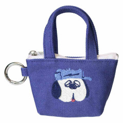 Japan Peanuts Mini Accessory Pouch with Carabiner - Olaf : Embroidery Tote Bag Style Blue
