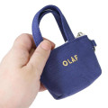 Japan Peanuts Mini Accessory Pouch with Carabiner - Olaf : Embroidery Tote Bag Style Blue - 2