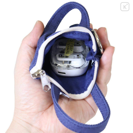 Japan Peanuts Mini Accessory Pouch with Carabiner - Olaf : Embroidery Tote Bag Style Blue - 3