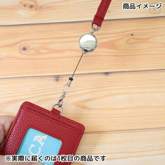 Japan Peanuts Pass Case Card Holder & Reel - Olaf : Embroidery Blue - 3