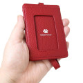Japan Peanuts Pass Case Card Holder & Reel - Snoopy : Embroidery Wine Red - 2