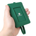 Japan Peanuts Pass Case Card Holder & Reel - Snoopy : Joe Cool Embroidery Deep Green - 2