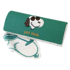 Japan Peanuts Glasses Case - Snoopy : Joe Cool Embroidery Deep Green