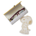 Japan Peanuts Glasses Case - Snoopy & Woodstock : Embroidery Yellow - 2