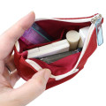 Japan Peanuts Embroidery Cosmetic Pouch - Snoopy : Wine Red - 3
