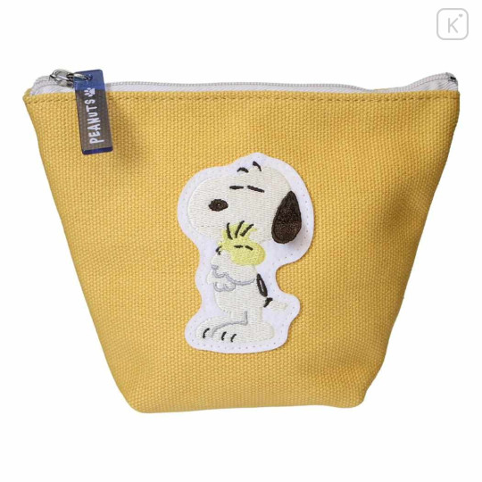 Japan Peanuts Embroidery Cosmetic Pouch - Snoopy & Woodstock : Yellow - 1