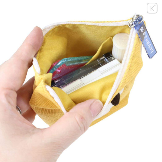 Japan Peanuts Embroidery Cosmetic Pouch - Snoopy & Woodstock : Yellow - 3