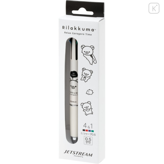 Japan San-X Jetstream 4&1 Multi Ballpoint Pen + Mechanical Pencil - Rilakkuma : Basic Rilakkuma Monochrome White - 2