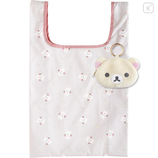 Japan San-X Eco Shopping Bag & Mascot Pouch with Carabiner Bag Charm - Korilakkuma - 1