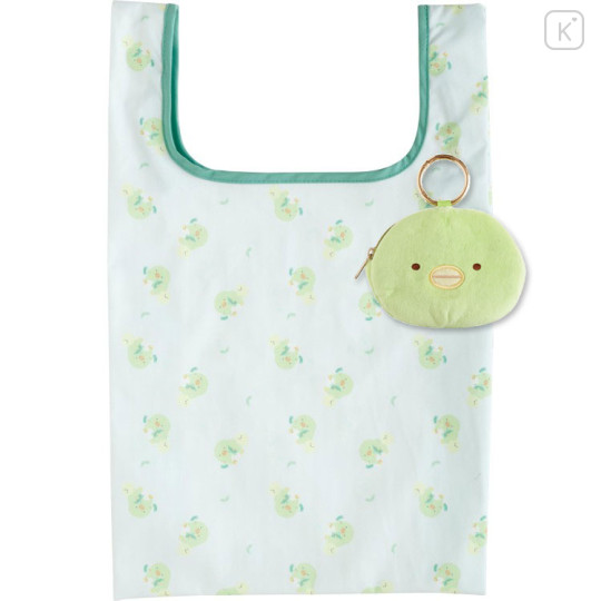 Japan San-X Eco Shopping Bag & Mascot Pouch with Carabiner Bag Charm - Sumikko Gurashi : Penguin? - 1